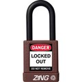 Zing ZING RecycLock Safety Padlock, Keyed Different, 1-1/2" Shackle, 1-3/4" Body, Brown, 7044 7044